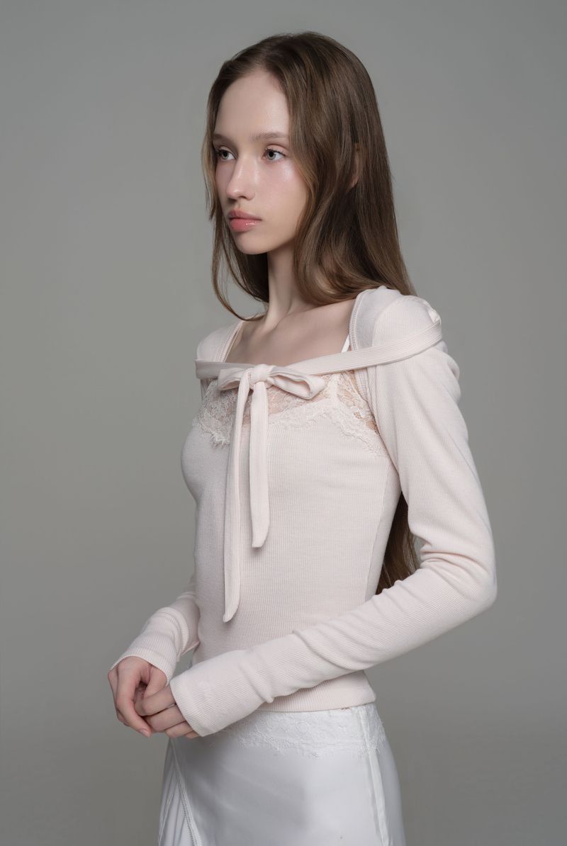 Cotton touch ribbon bolero, Pink