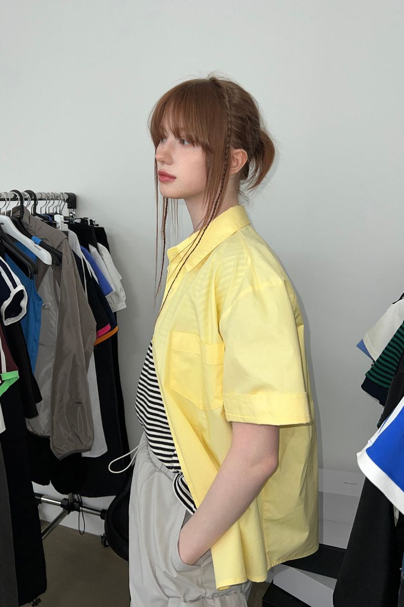 HALF COTTON OVERFIT SHIRTS (YELLOW)