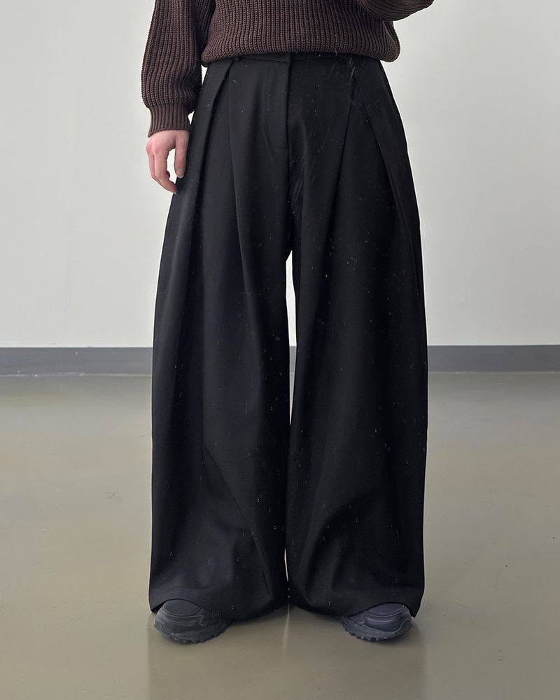 Ian Double-Pleat Wide Slacks