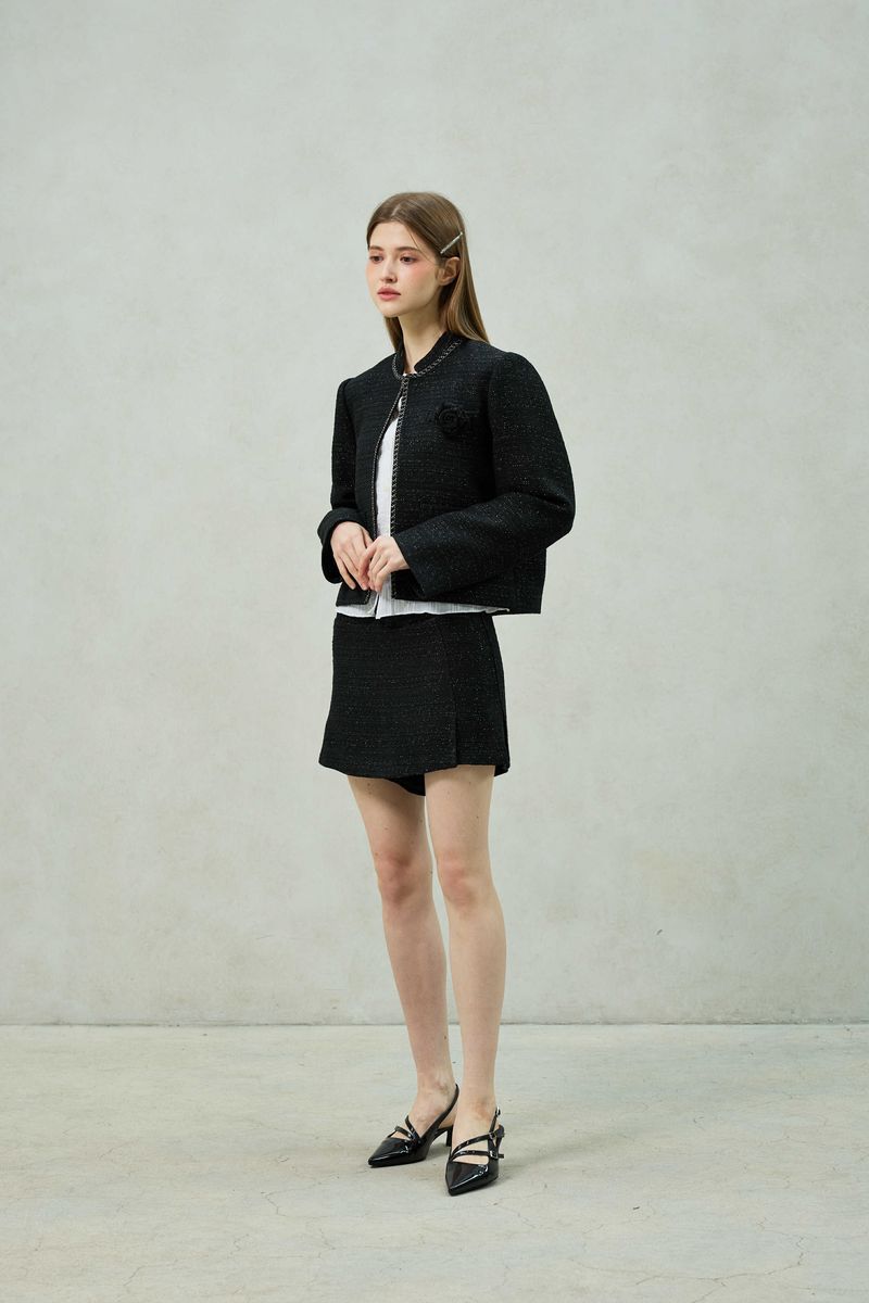 AGLOW TWEED JACKET / BLACK
