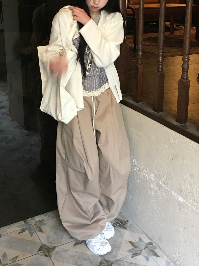 Tail Curved Wide Cotton Pants (4c)