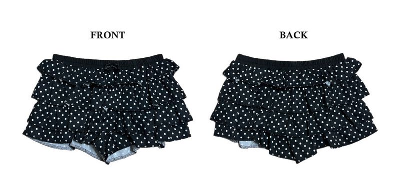 DOTINA Ruffle Dot Mini Pants Skirt (Black)