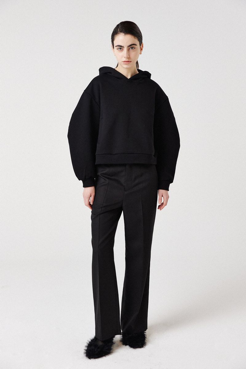 balloon crop hoodie_black
