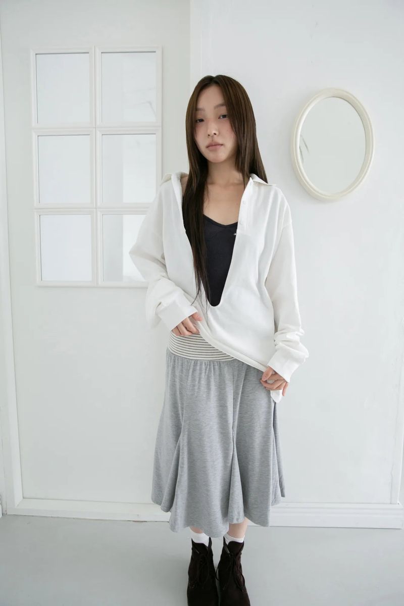 open button collar top(2colors)