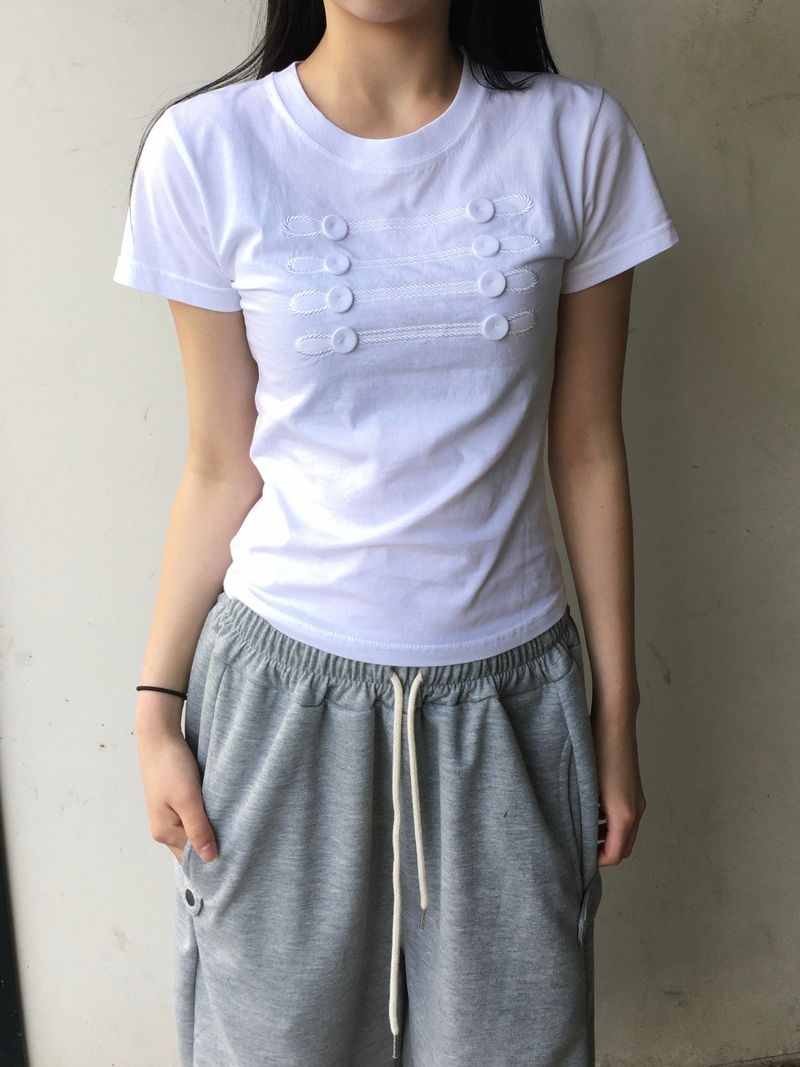 Leon Slim Button Short Sleeve T-shirt (4c)