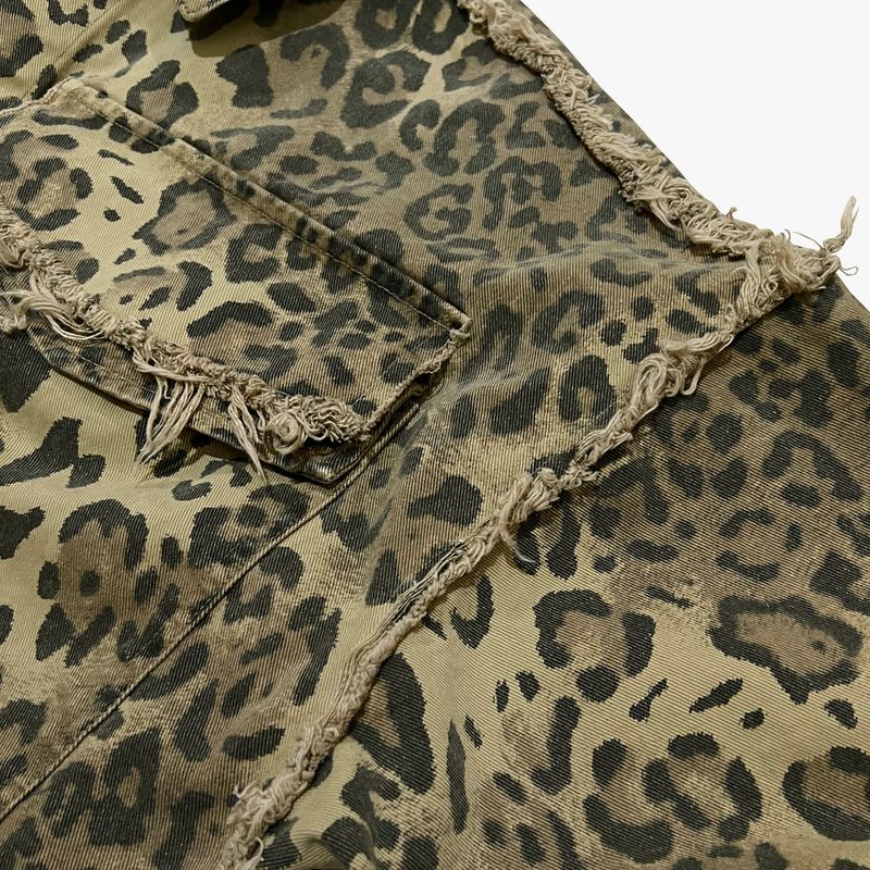 leopard grunge trucker jacket_beige
