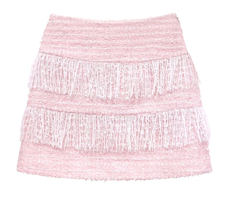 Fringe tweed skirt