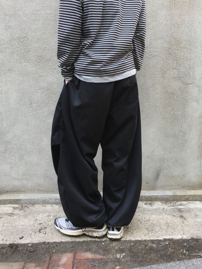 Tail Curved Wide Cotton Pants 4C