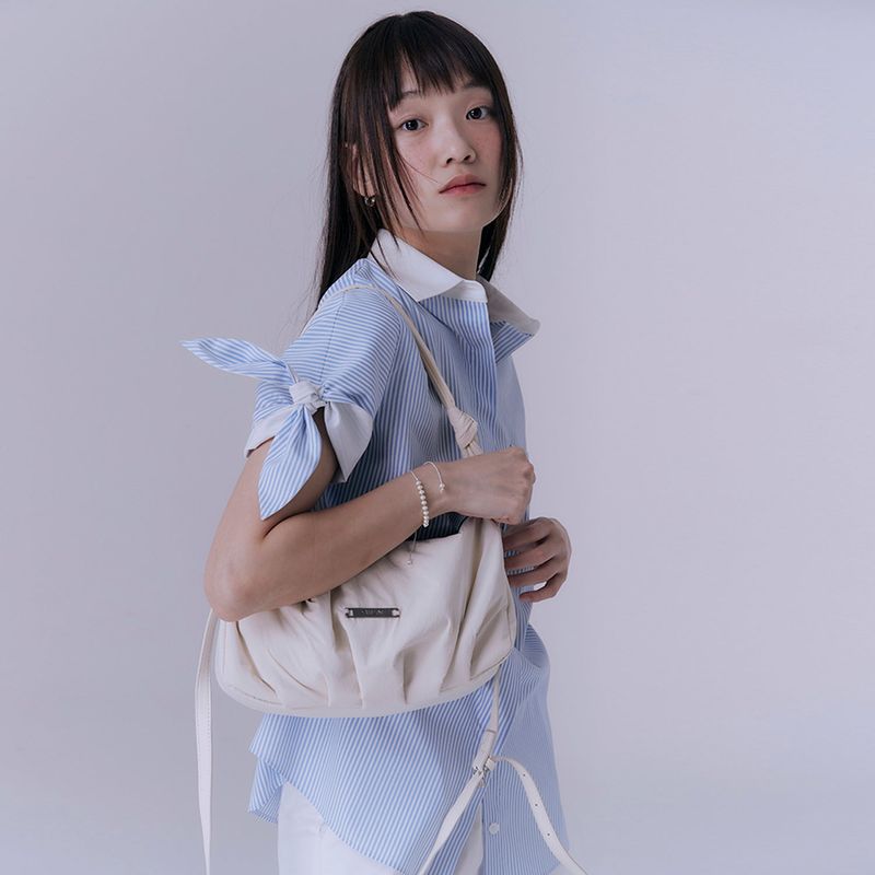 Knot stripe half sleeve shirts (BLUE STRIPE)