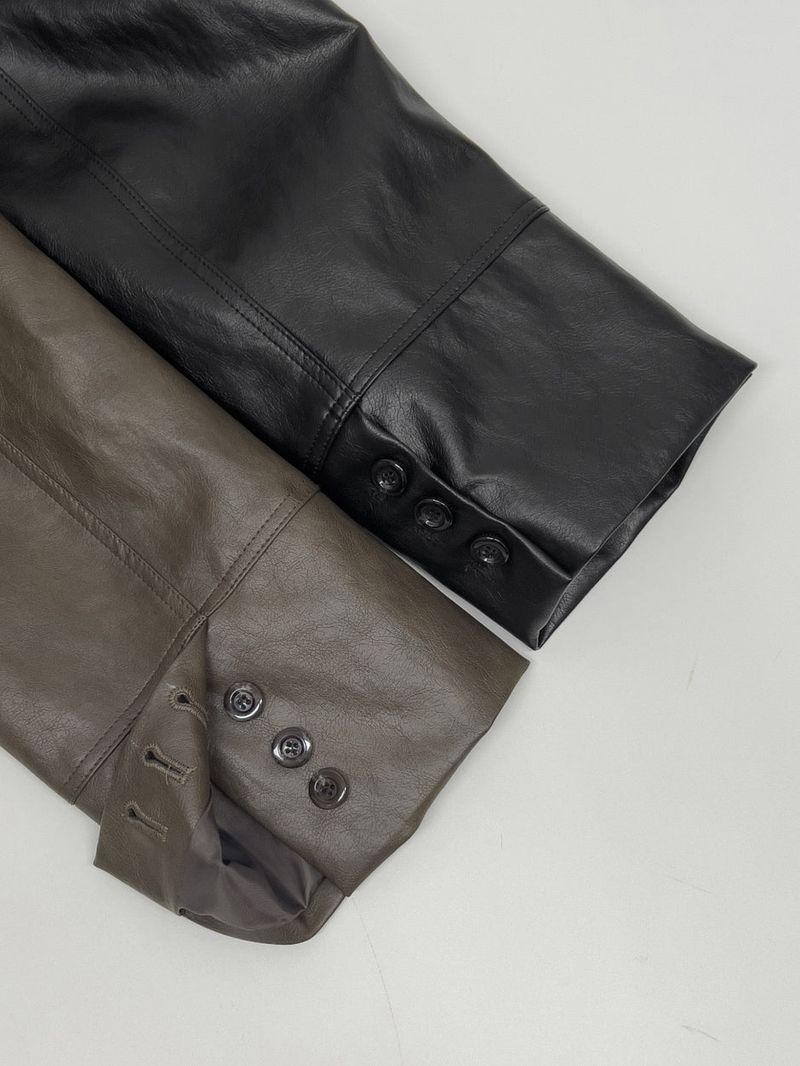 Hunt No Collar Loose Fit Leather Jacket