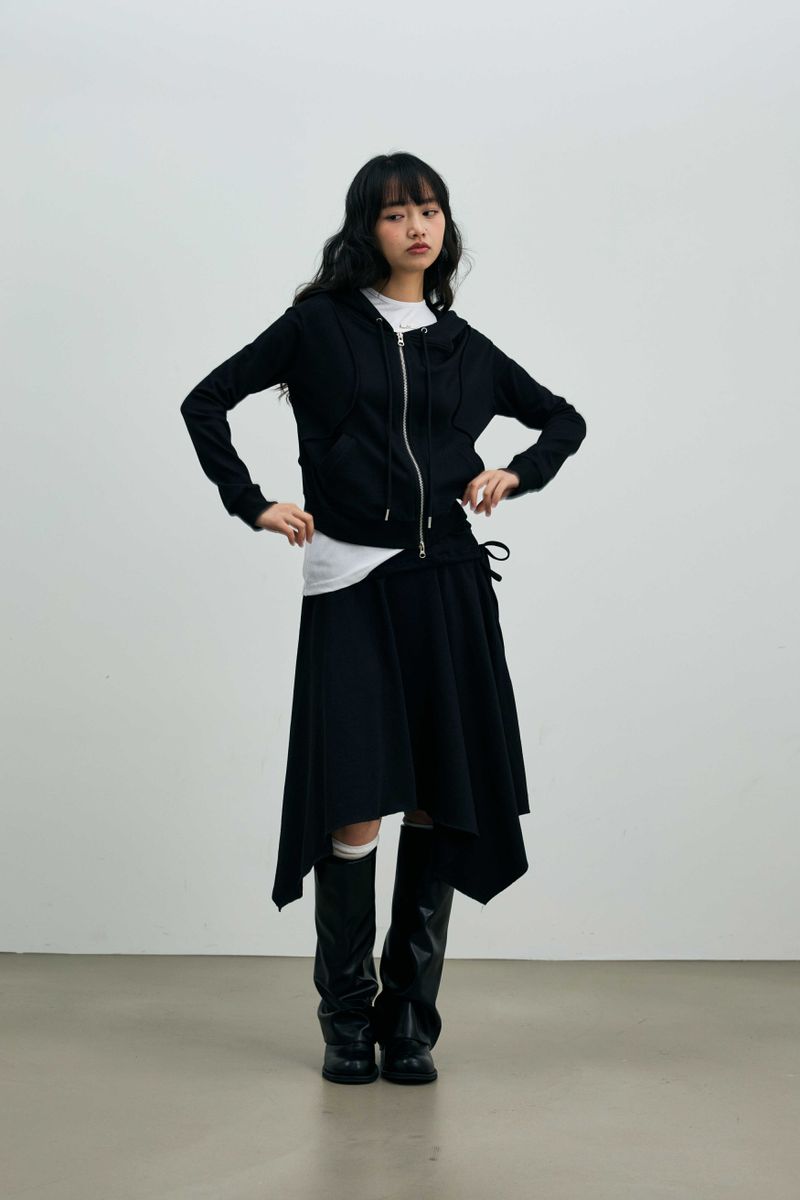 SILENT MIRAGE SWEAT SKIRT / BLACK