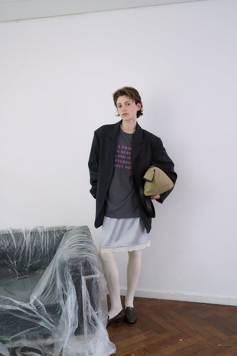 Slip satin midi skirt_skyblue