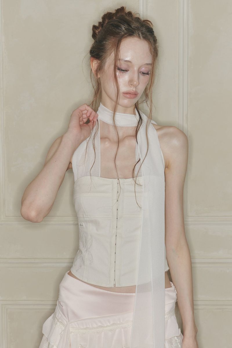 MIDNIGHT HALTER TOP cream