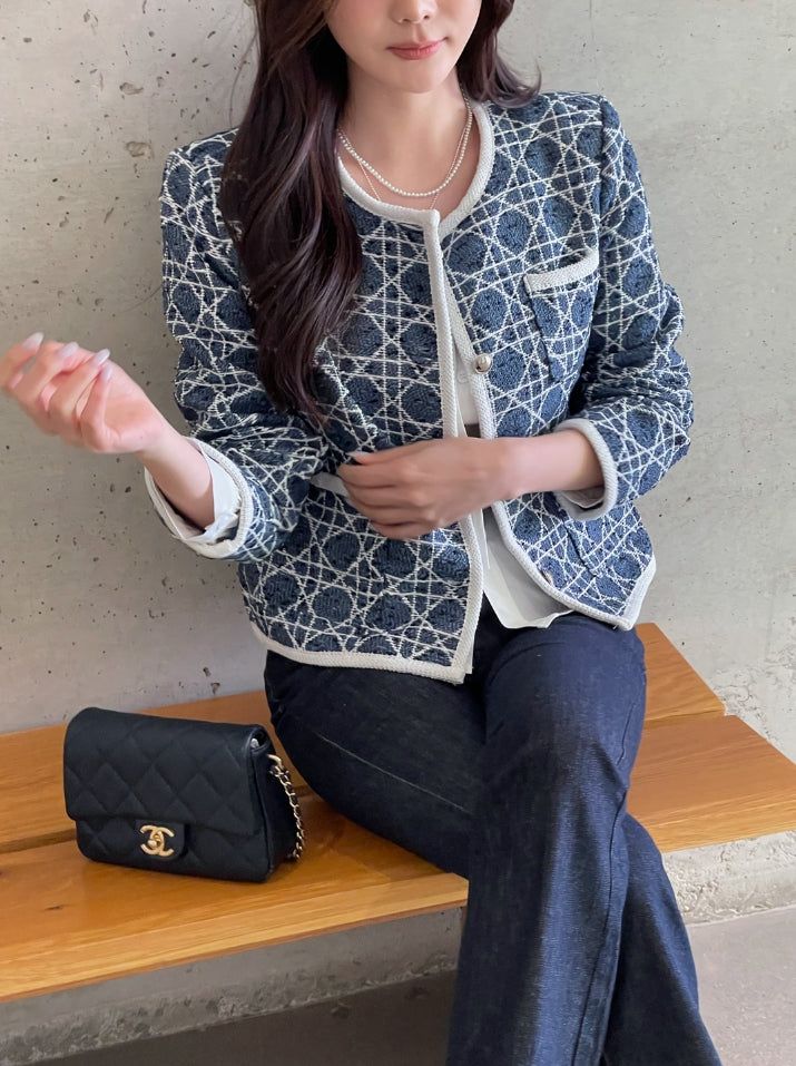Mondel Cannage Color Matching Tweed Jacket