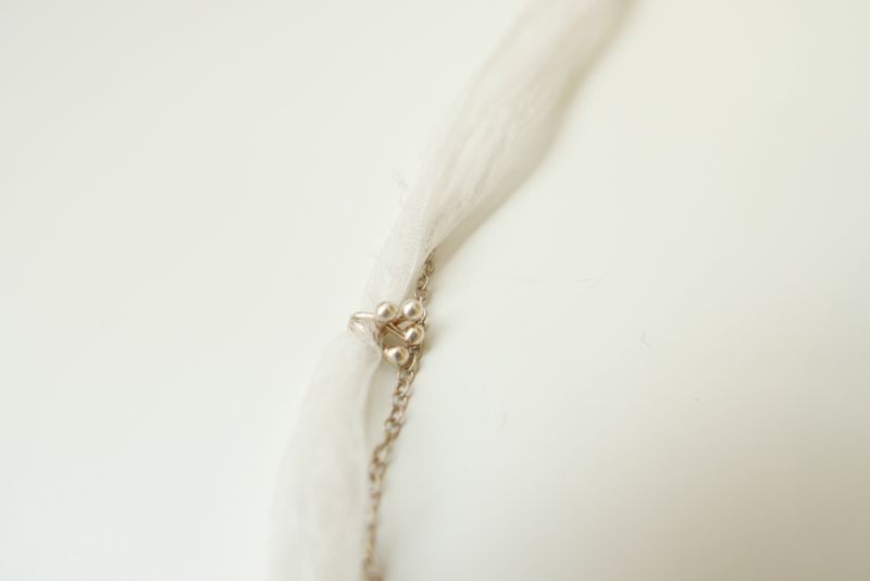 Silver925 flower organza silk necklace