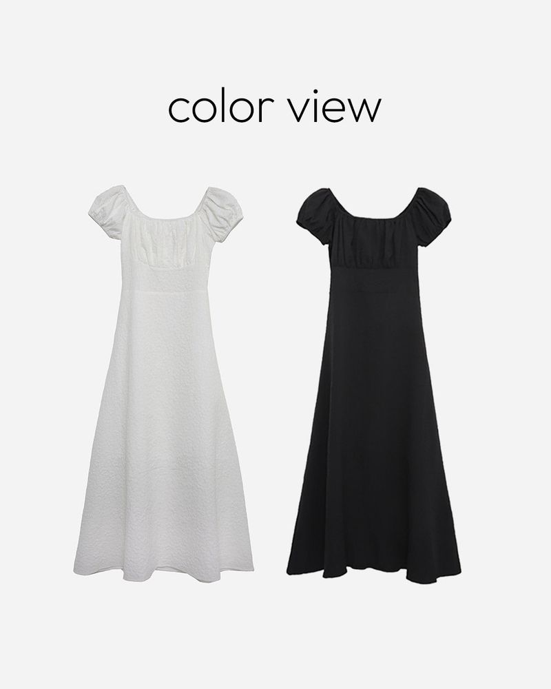 Del Flower Puff Long Dress