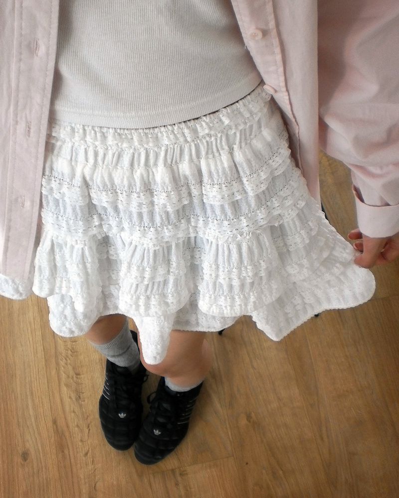Pecu lace frill mini skirt