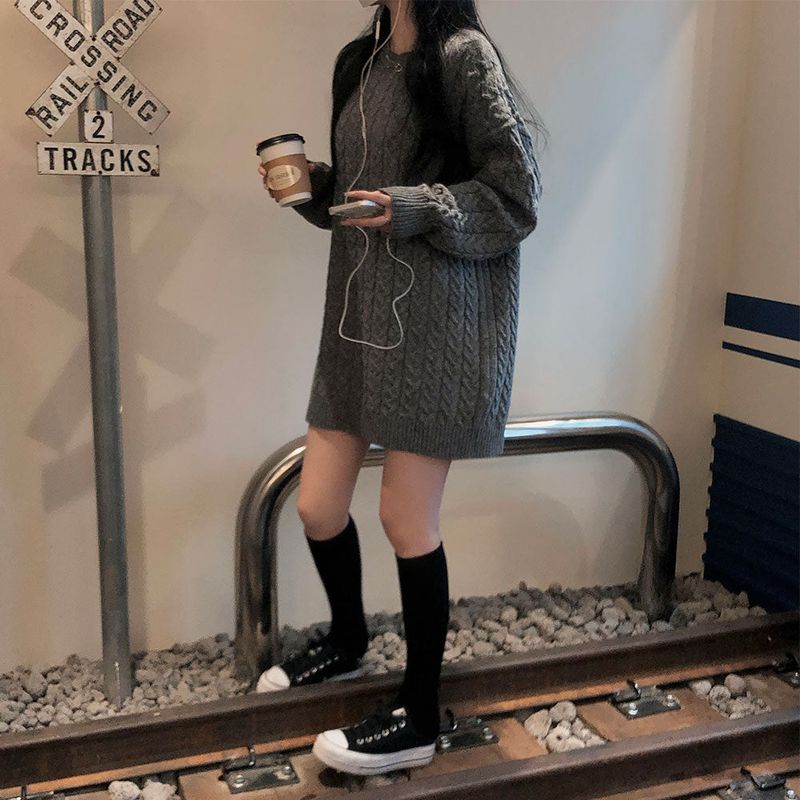 [Belied made/Cuanku] First Love Twisted Cable Knit Dress