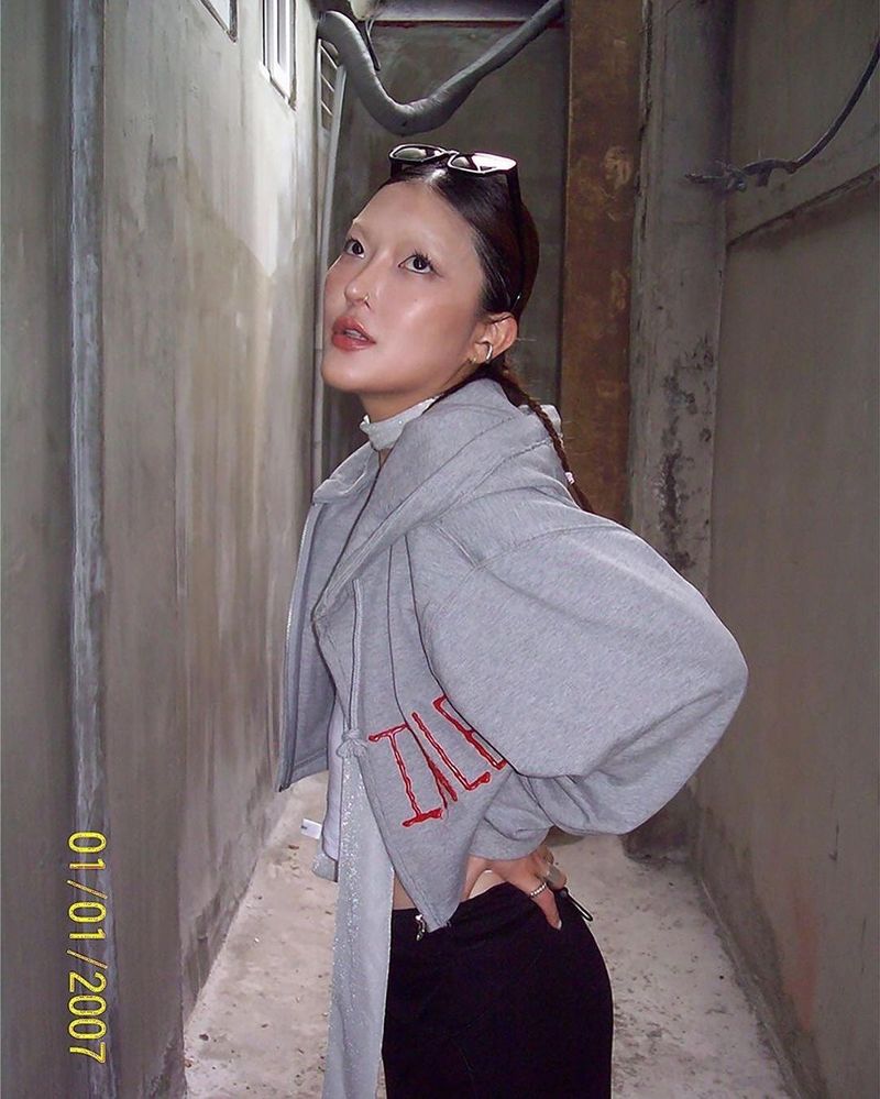[MADE] CROP JERSEY ZIP-UP GREY
