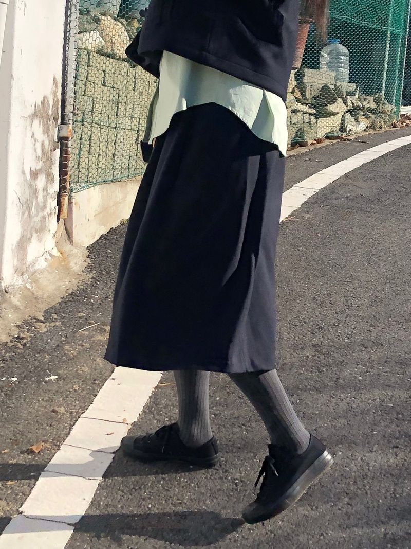 Leaf crease long skirt