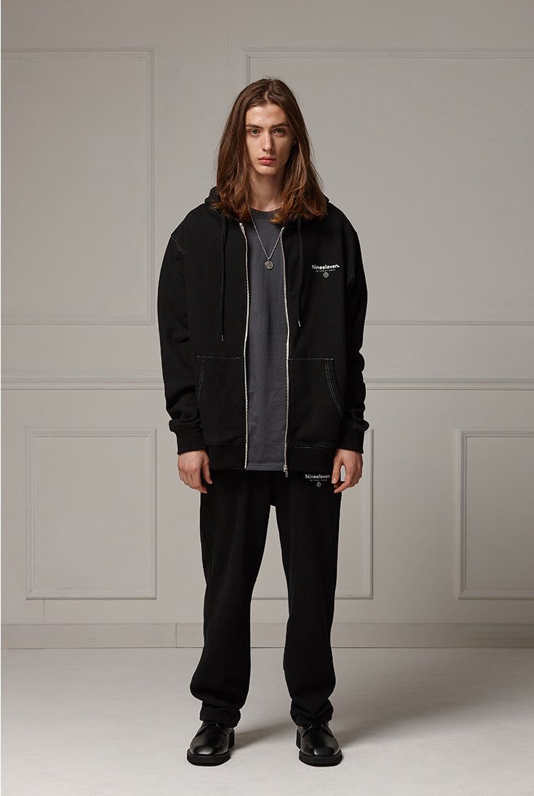 Pigment washed zipup hoodie