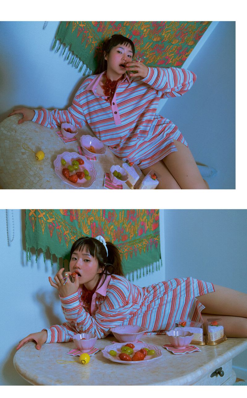 hibiscus stripe t-shirt red