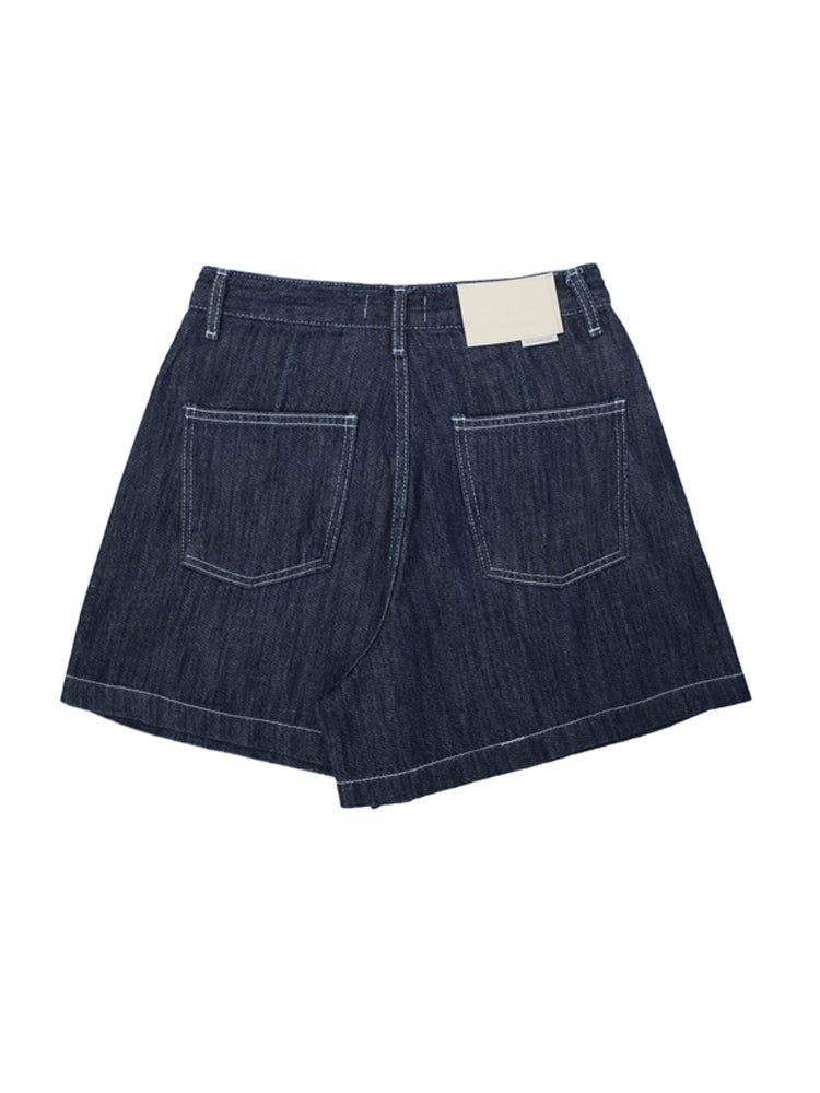 W1011 LINEN DENIM SHORT_DEEP BLUE