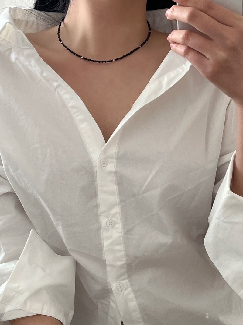 (silver925) Black spinel necklace