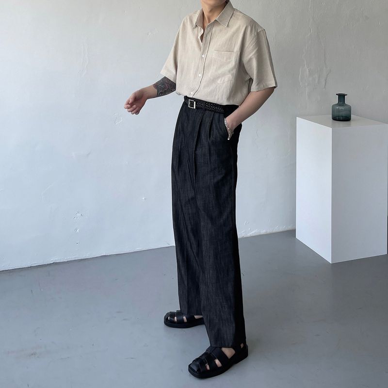 EV BOLN Pintuck Denim Slacks