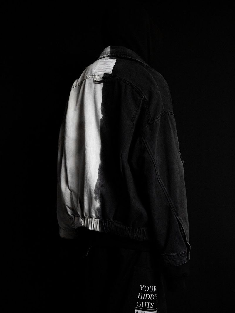BBD Division Empty Logo Zip Up Denim Jacket (Black)