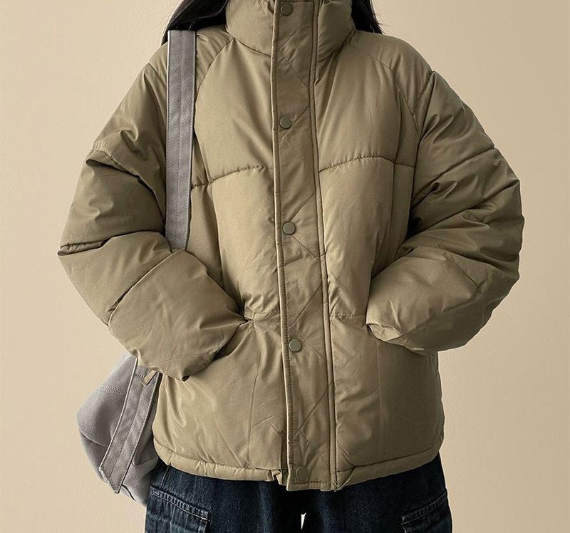  Ringf pocket zipper high neck padded jumper