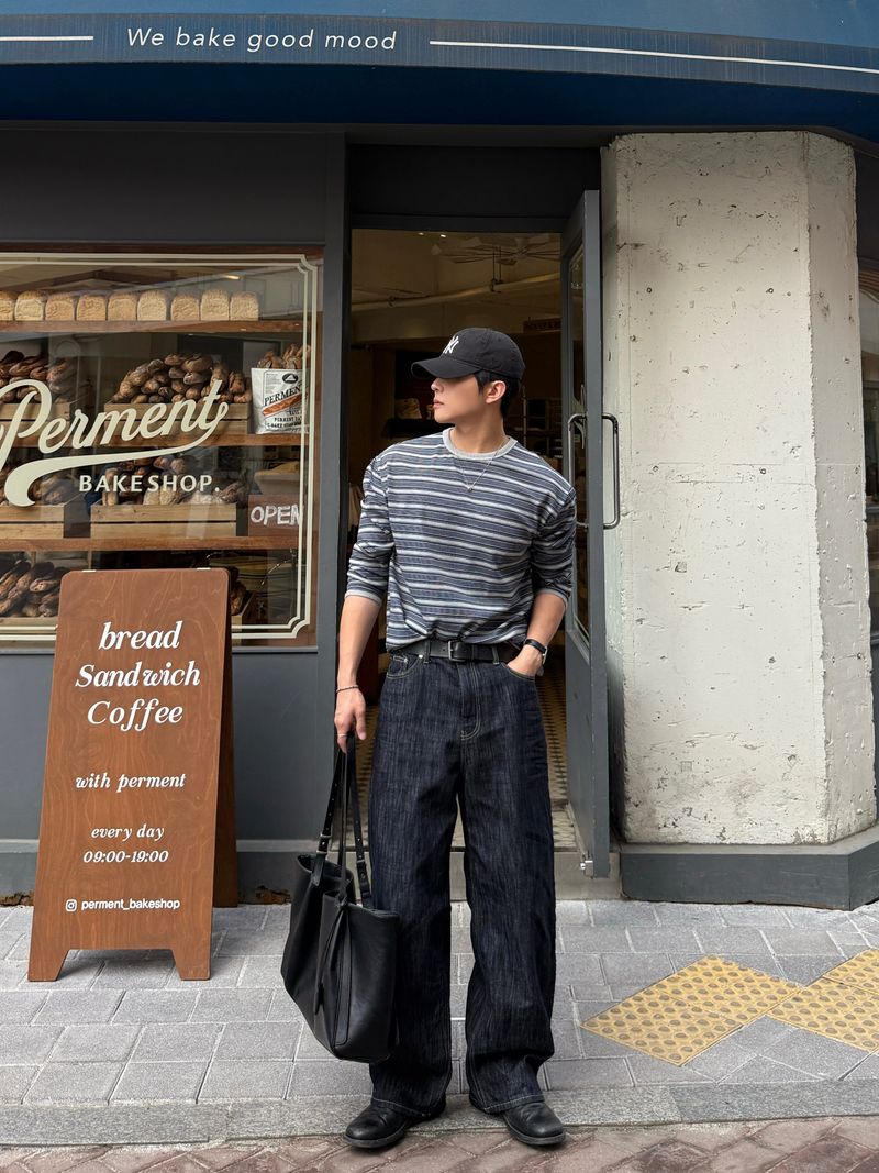 Nos Indigo embossed denim pants