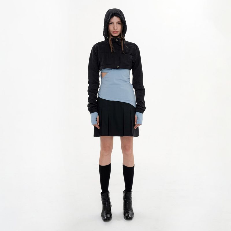DETAIL HOODED BOLERO(BLACK)