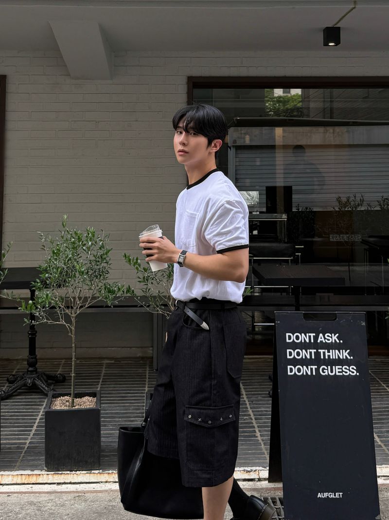 Twos herringbone bermuda pants