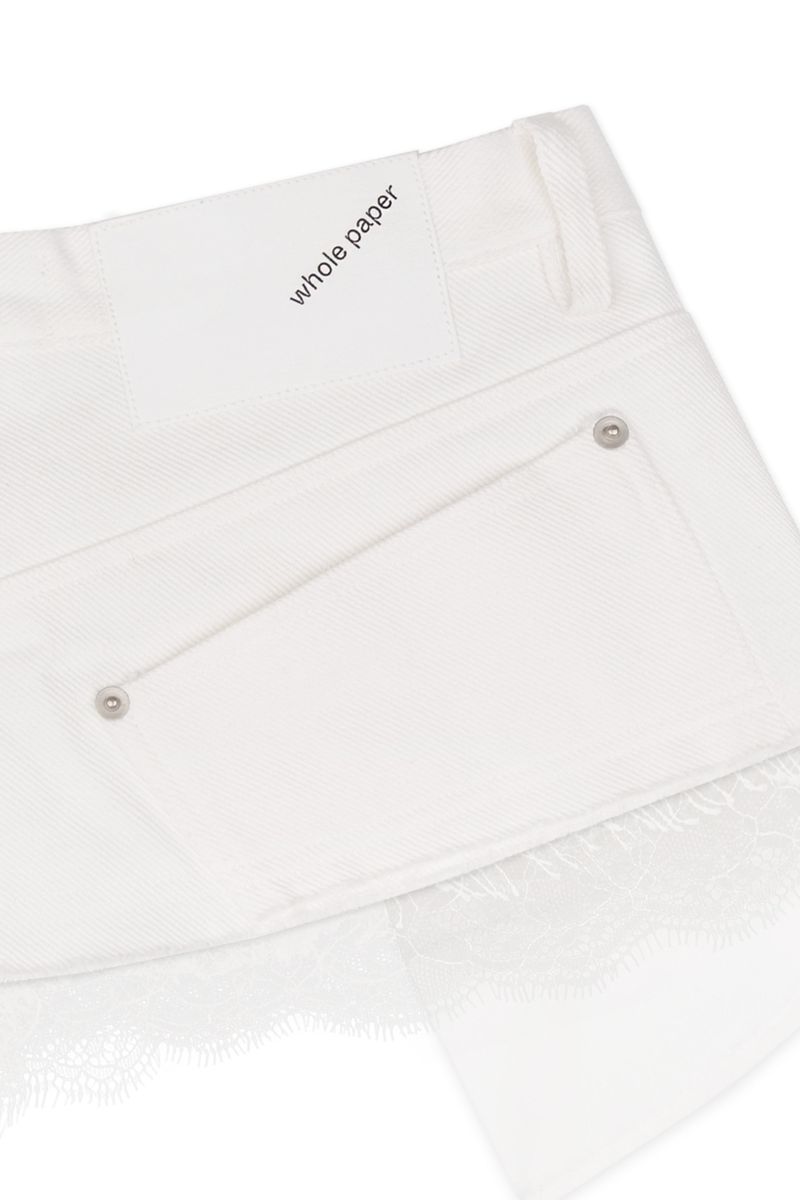 LACE DENIM WRAP SKIRT (WHITE)