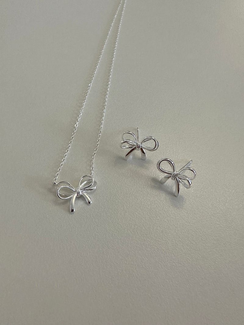 [92.5silver] Solid ribbon necklace