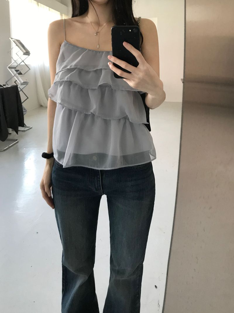 See-through frill bustier (2 colors)