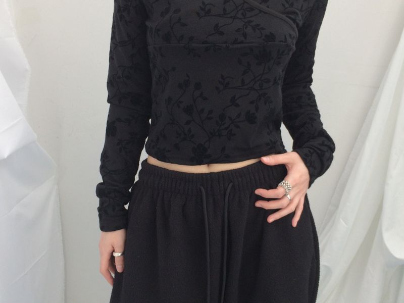 Floral cross-neck top