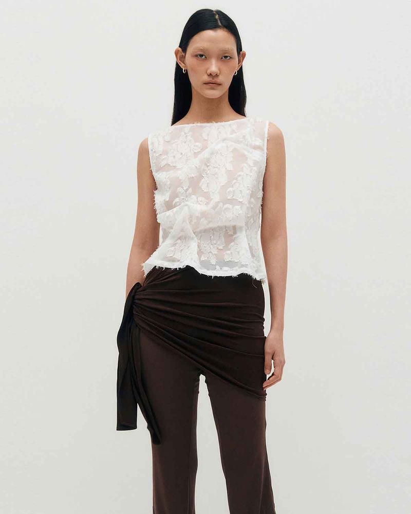 Pinched Sleeveless _ WHITE