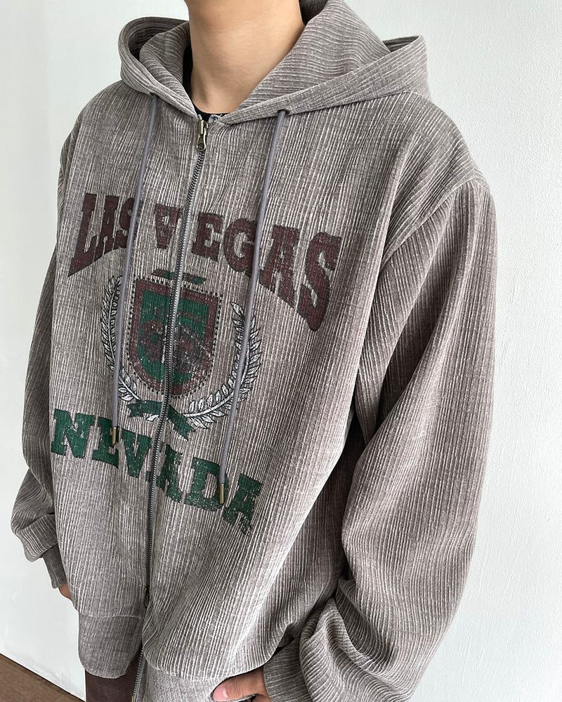 Crack Velvet Hooded Zip-Up