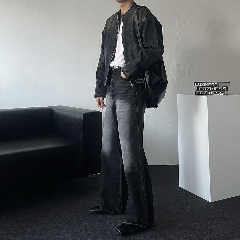 MG incision biker denim jacket (2 colors)