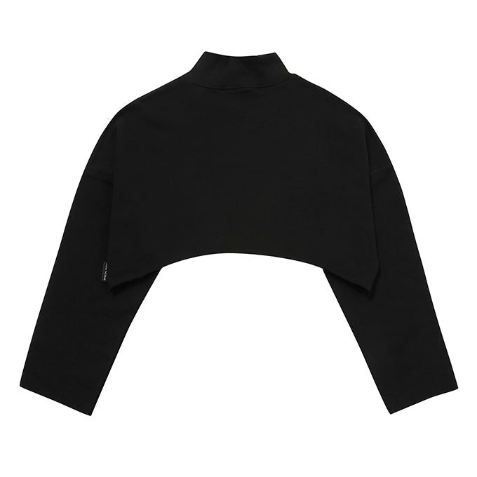 BLACK TURTLENECK CROP SWEATSHIRT