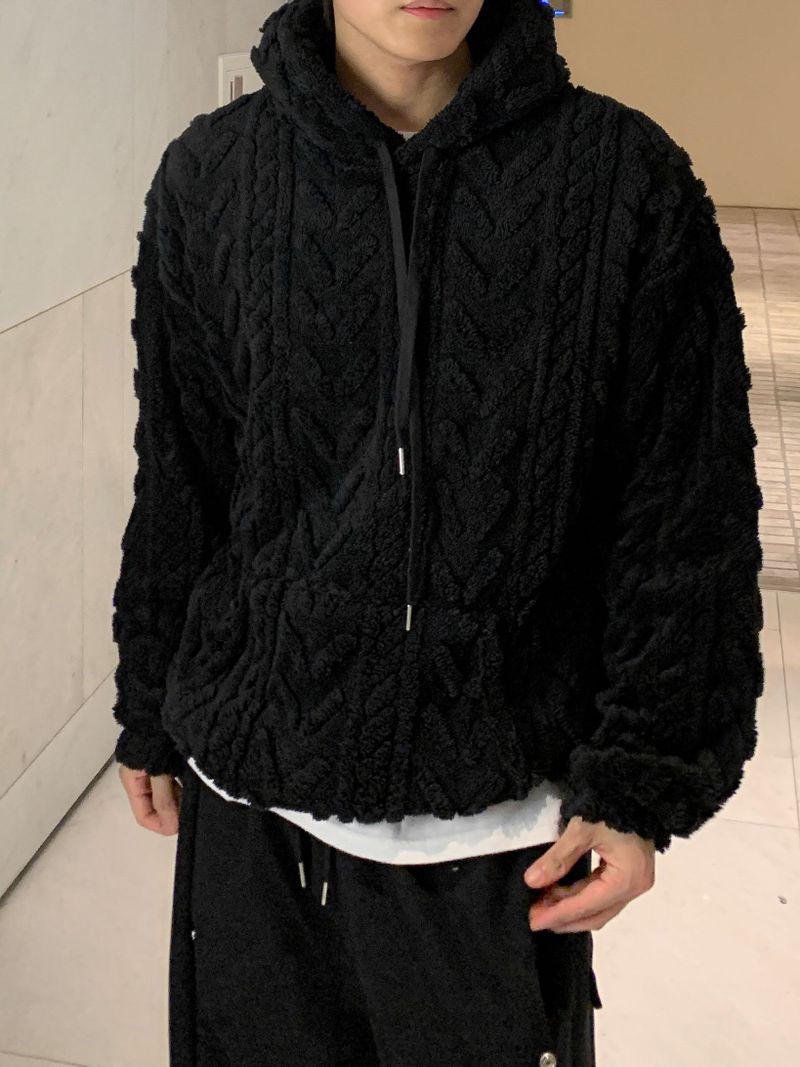 Cozy cable fleece hood