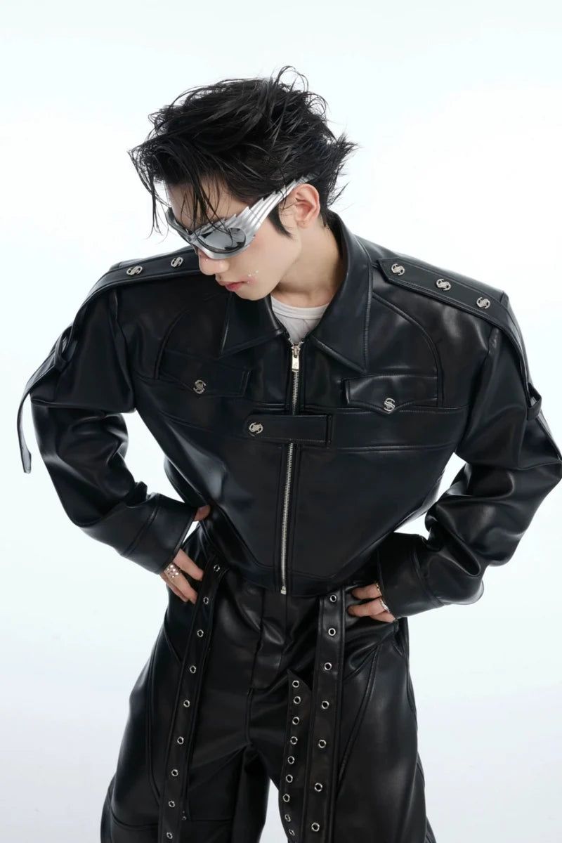 Argue Cultureの「Deconstructed Cropped Leather Biker Jacket（Jackets/Outerwear）」