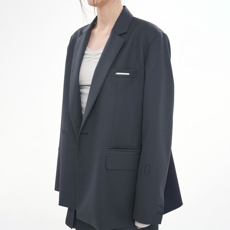 SLEEVE STRAP OVER FIT JACKET(BLUE GRAY)