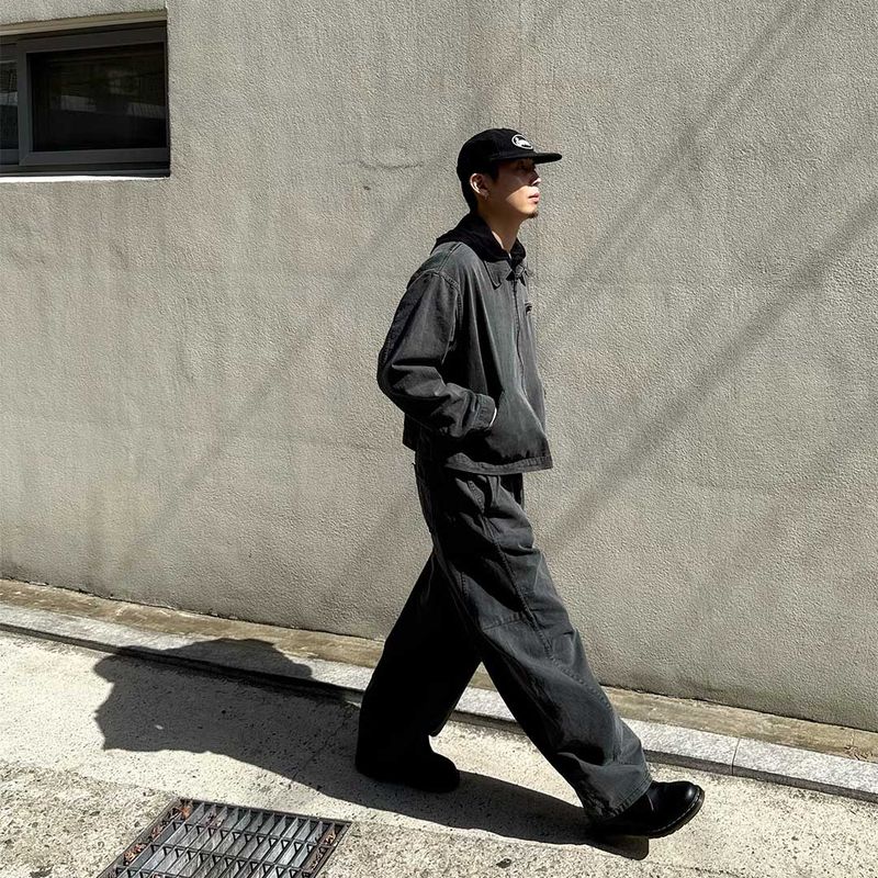 Wide Pigment Seamed Balloon Pants