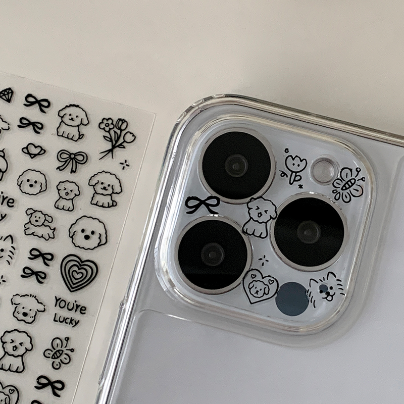 [made] camera film sticker set (puppy_black)