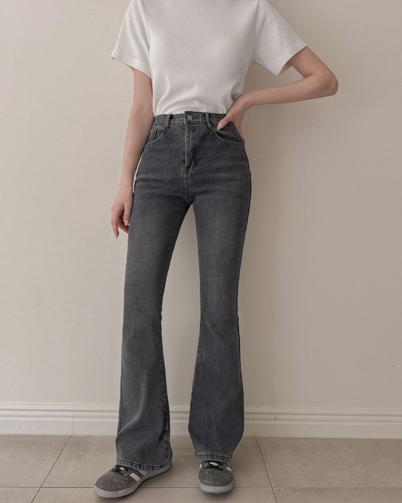 Fleece Bootcut Denim Pants