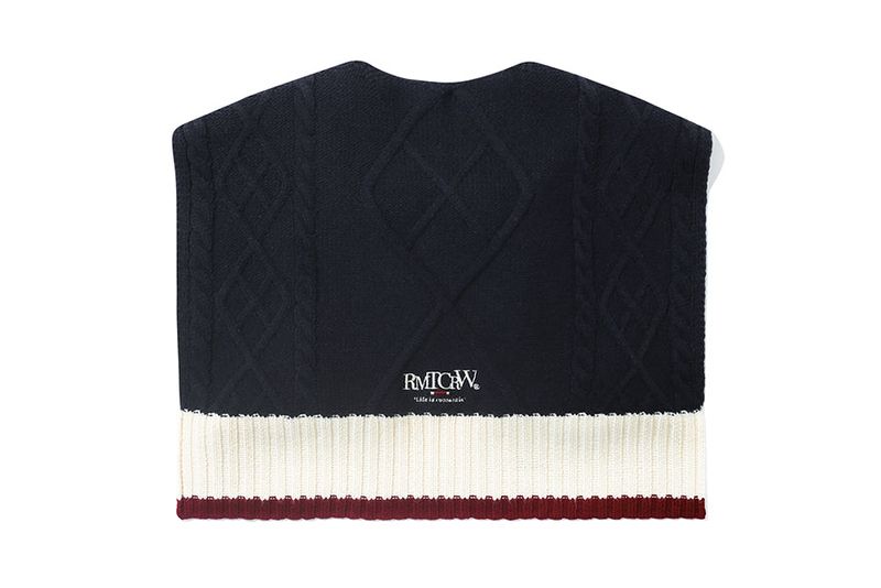 CABLE KNIT SHAWL MUFFLER_NAVY