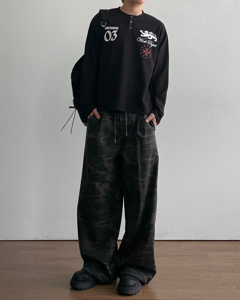 Kingdom Henley Neck Waffle Long Sleeve